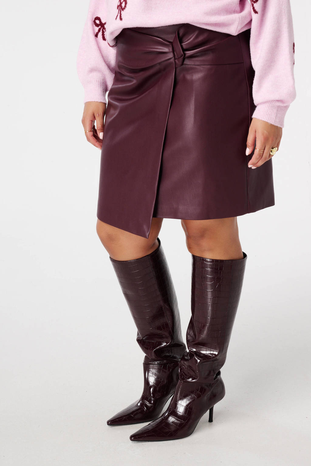 MS Mode imitatieleren rok donkerrood wehkamp