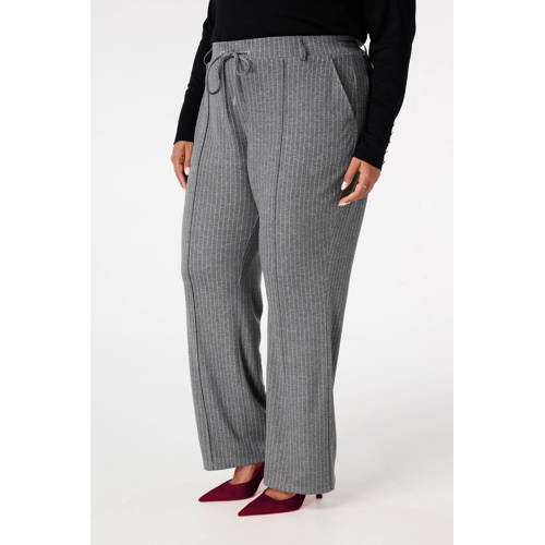 MS Mode regular waist broek met krijtstreep grijs afbeelding