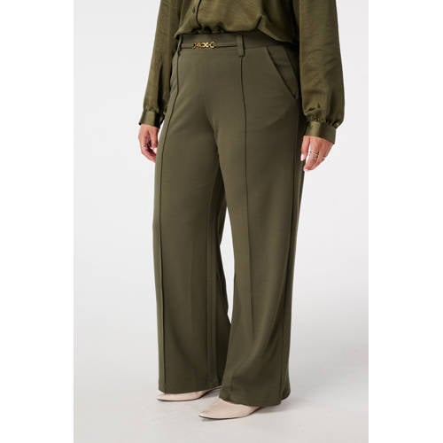 MS Mode regular waist pantalon donkergroen afbeelding