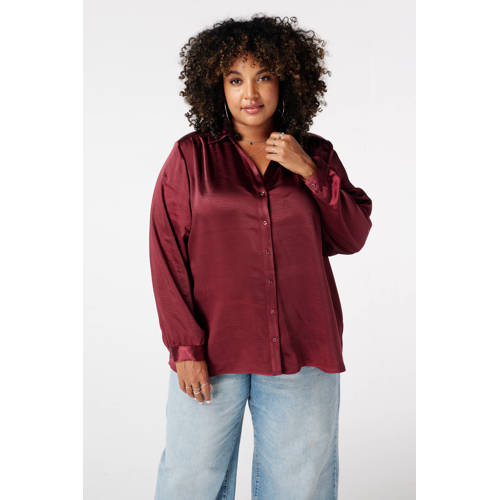 MS Mode satijnen blouse donkerrood afbeelding