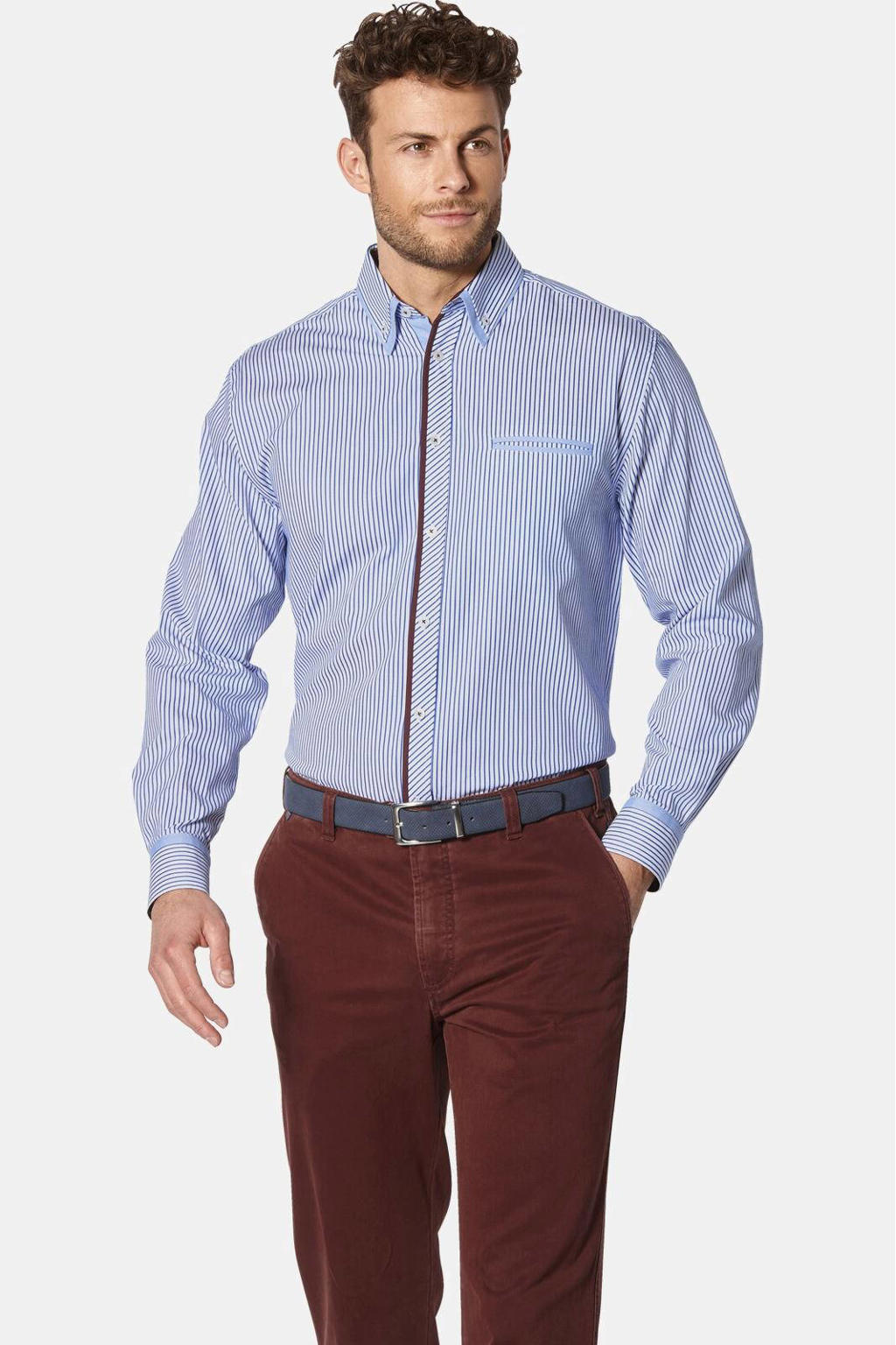 Babista regular fit gestreept overhemd Plus Size - blauw