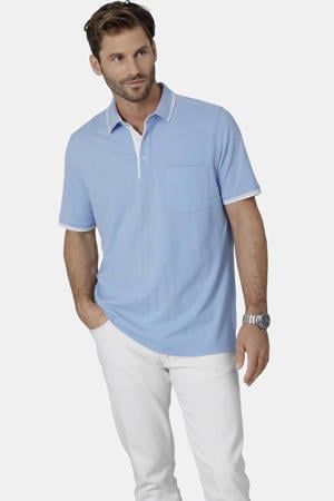 regular fit polo met contrastbies Plus Size - lichtblauw