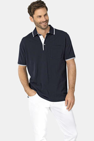 regular fit polo Plus Size met contrast bies - donkerblauw