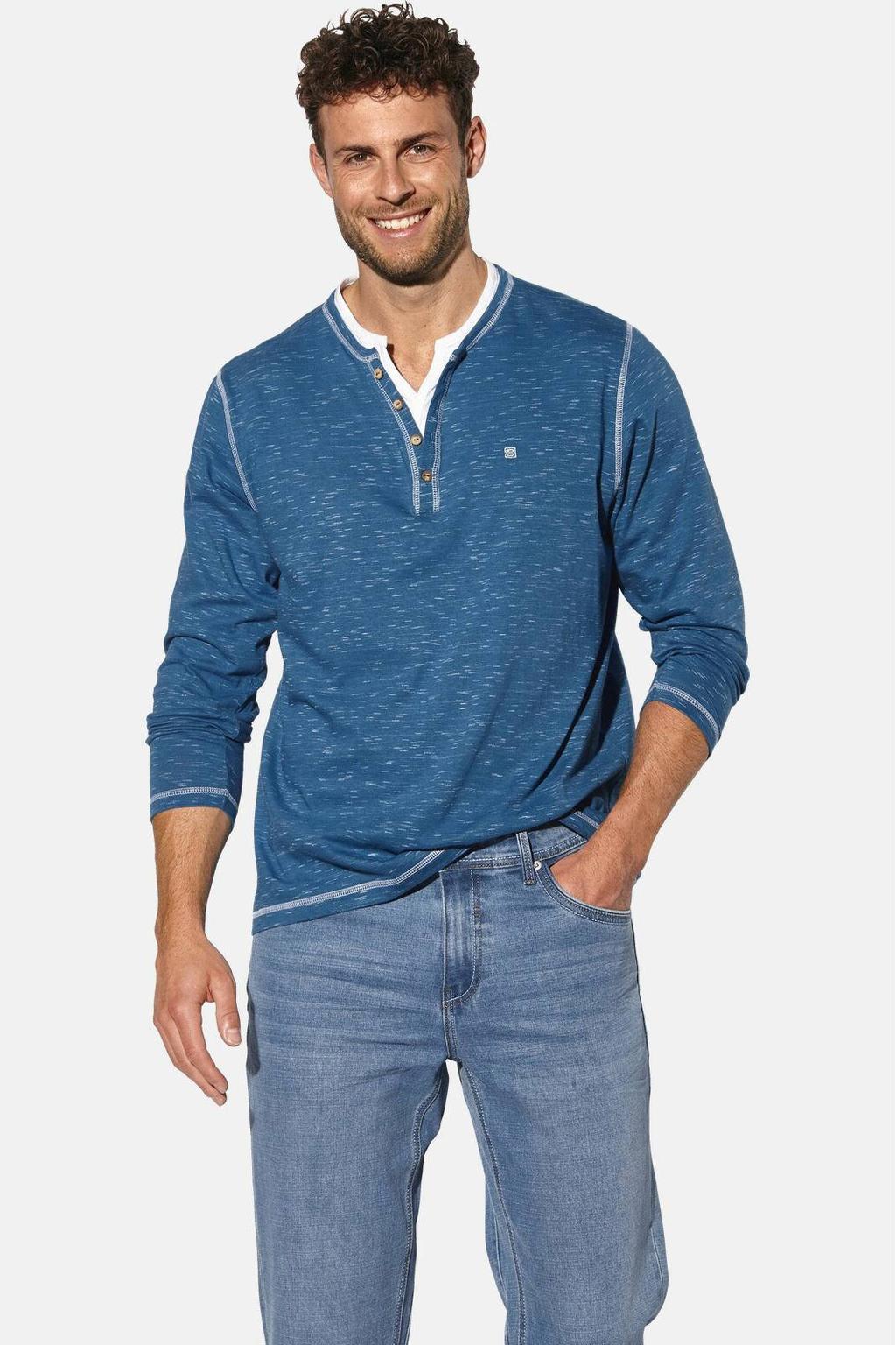 Babista regular fit gemêleerde longsleeve Plus Size - blauw