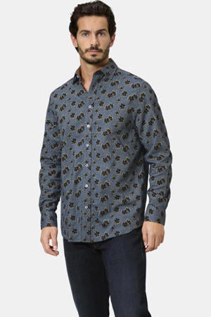 regular fit overhemd Plus Size met print - grijsblauw