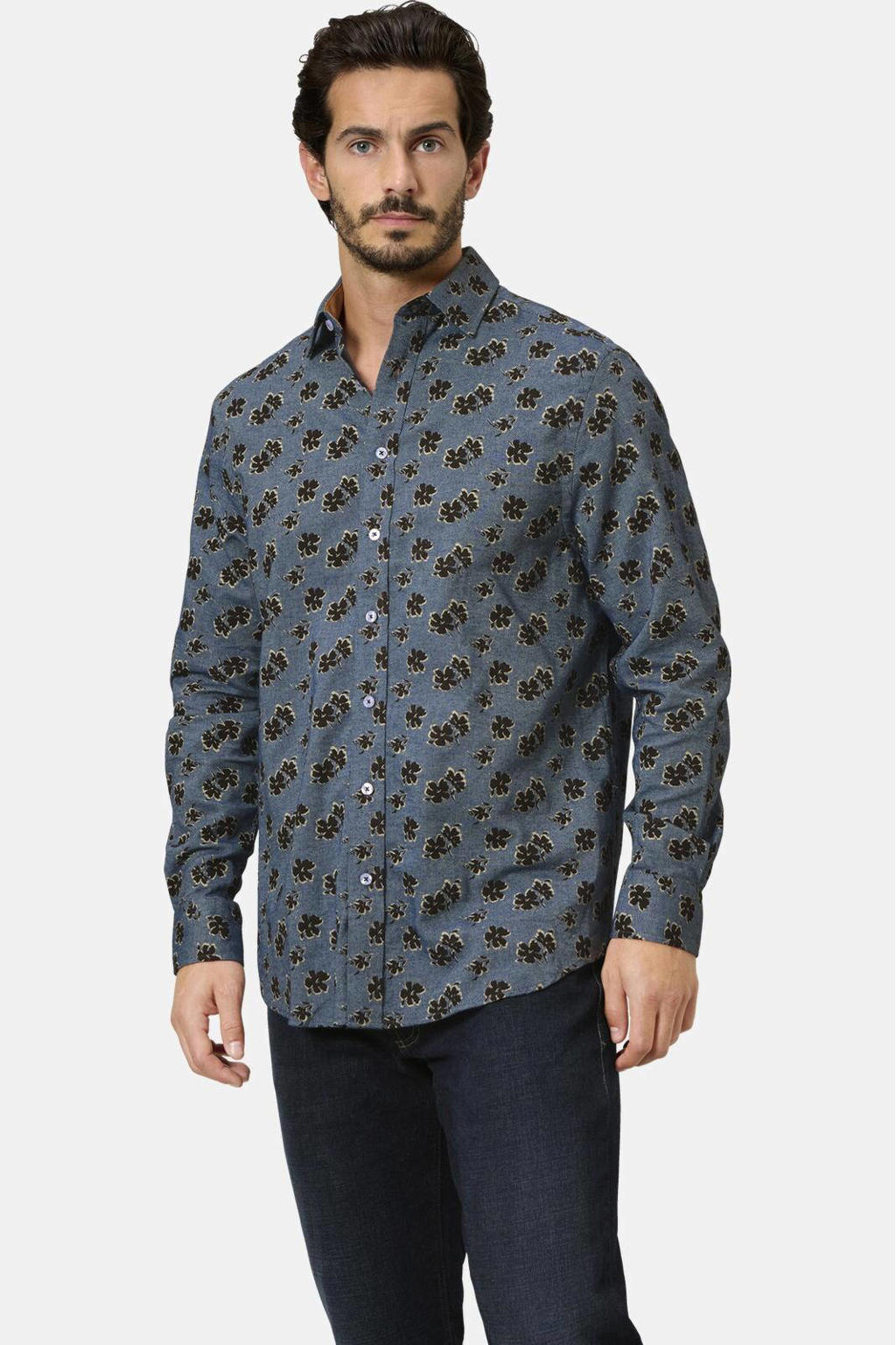 Babista regular fit overhemd Plus Size met print - grijsblauw