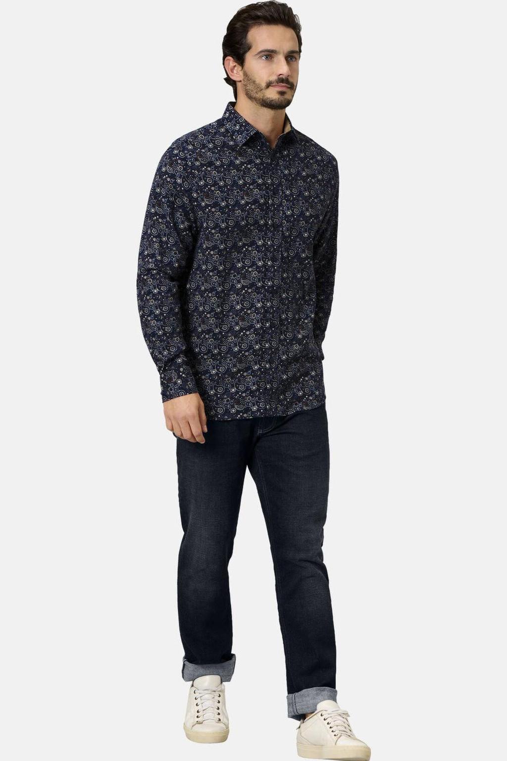 Babista regular fit overhemd Plus Size met print - donkerblauw
