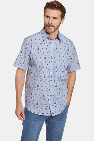 regular fit overhemd Plus Size met print - donkerblauw