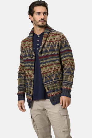 vest Plus Size met print en wol - donkerblauw