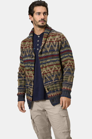 vest Plus Size met print en wol - donkerblauw