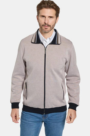 gemêleerd sweatvest met geribde boorden Plus Size - beige