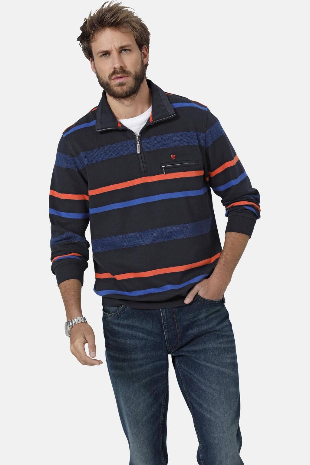 Babista katoenen regular fit gestreepte trui Plus Size - donkerblauw