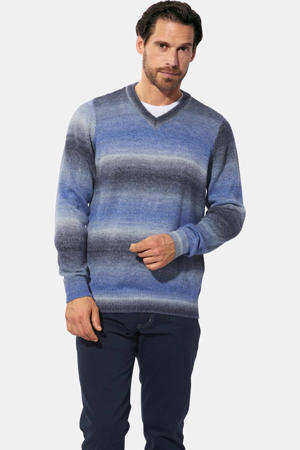 regular fit gestreepte trui Plus Size met wol - blauw