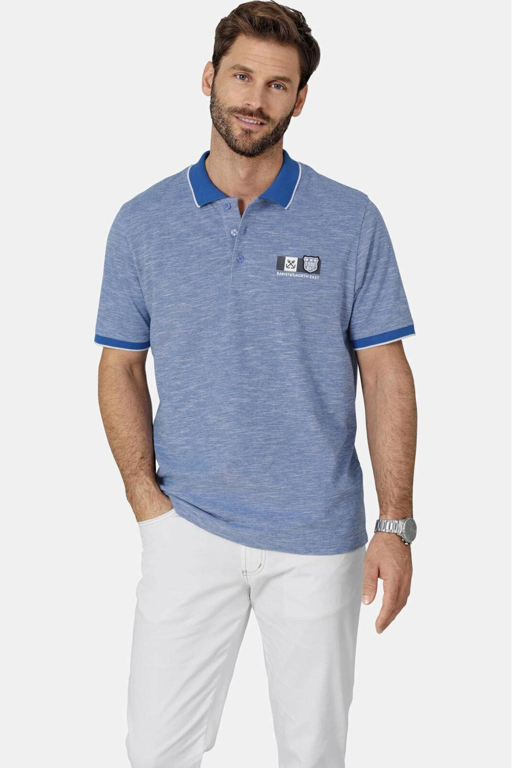 Babista regular fit gemêleerde polo Plus Size - blauw
