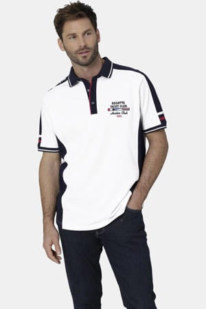 regular fit polo met contrast bies Plus Size - wit