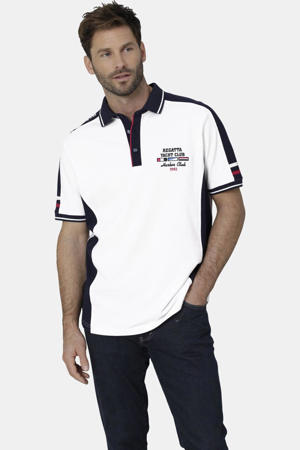 regular fit polo met contrast bies Plus Size - wit