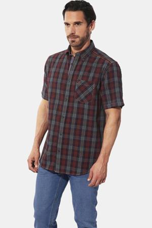 regular fit geruit seersucker overhemd Plus Size - donkerblauw