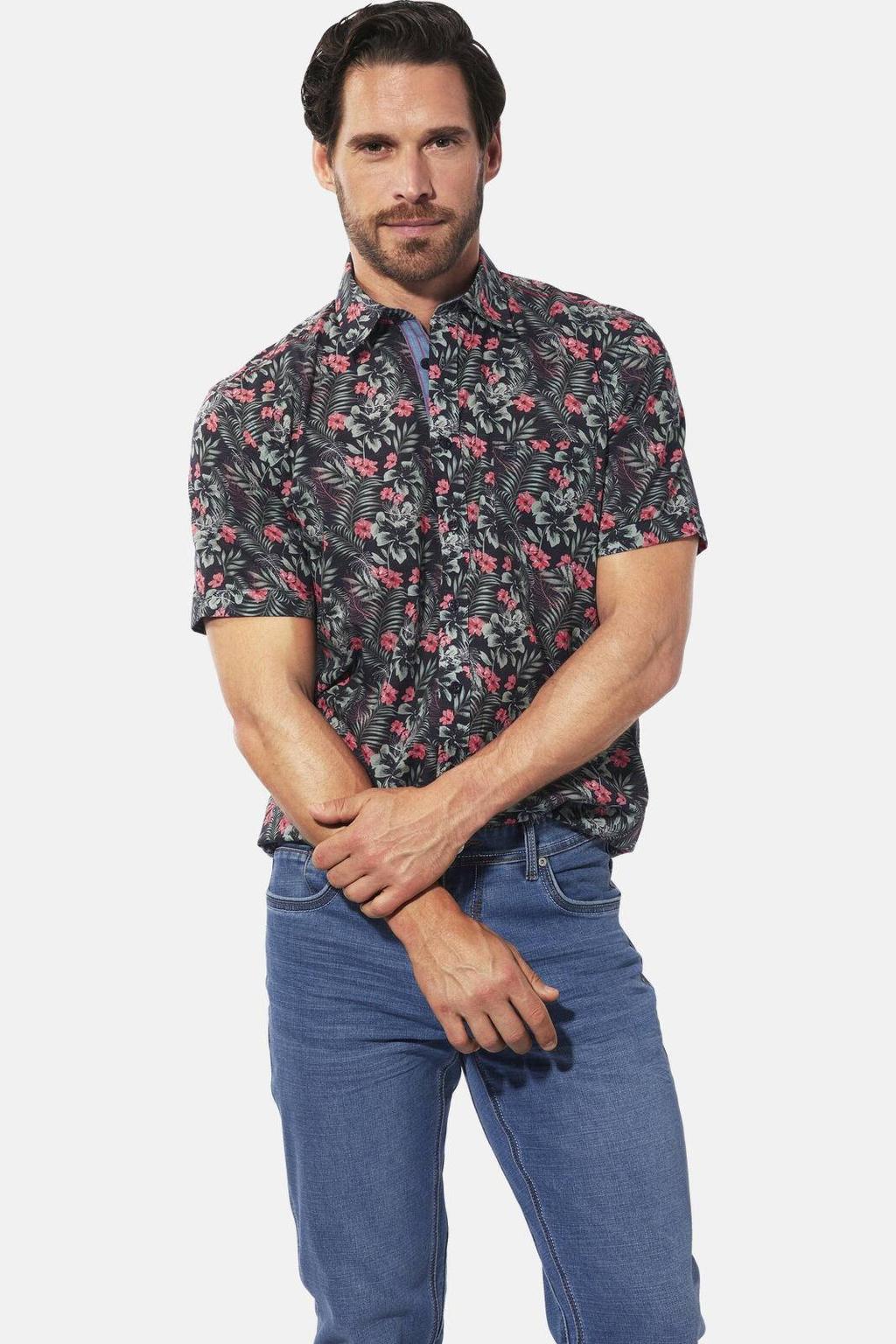 Babista regular fit gebloemd overhemd Plus Size - olijfgroen