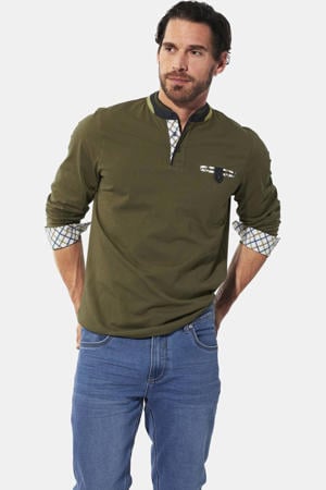 SAVIRO regular fit longsleeve Plus Size - olijfgroen