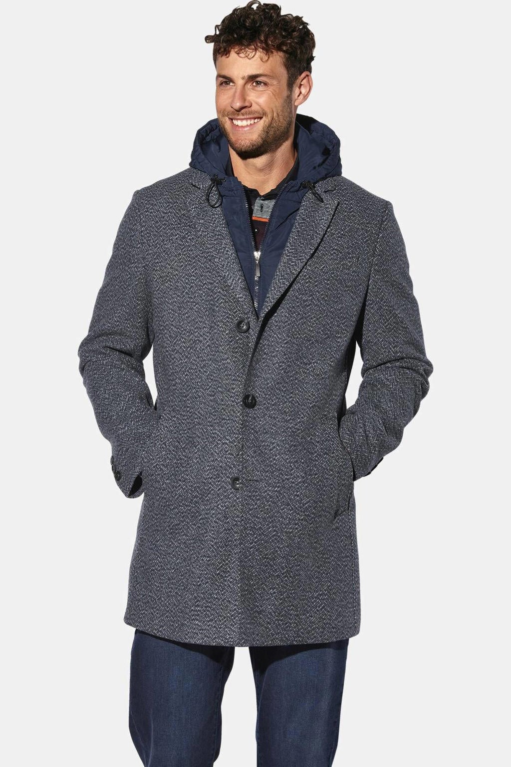 Babista manteljas +FIT Collectie Plus Size met wol - blauw
