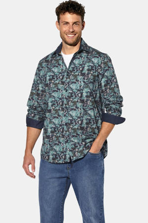 regular fit overhemd Plus Size met print - donkerblauw