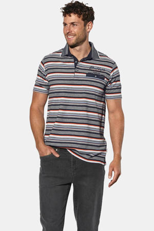 PALDEN regular fit gestreepte polo Plus Size - grijs