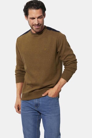 regular fit sweater met geribde boorden Plus Size - bruin