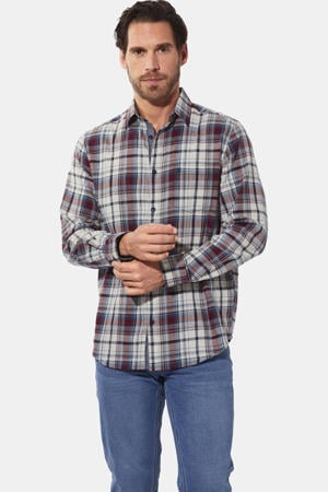 regular fit geruit overhemd Plus Size - donkerrood