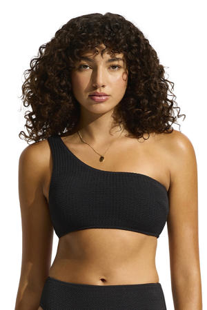 voorgevormde one shoulder bikinitop zwart