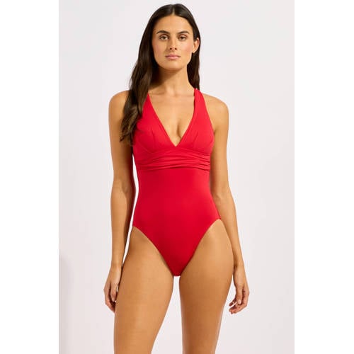 Seafolly Collective badpak met diepe V-hals rood afbeelding