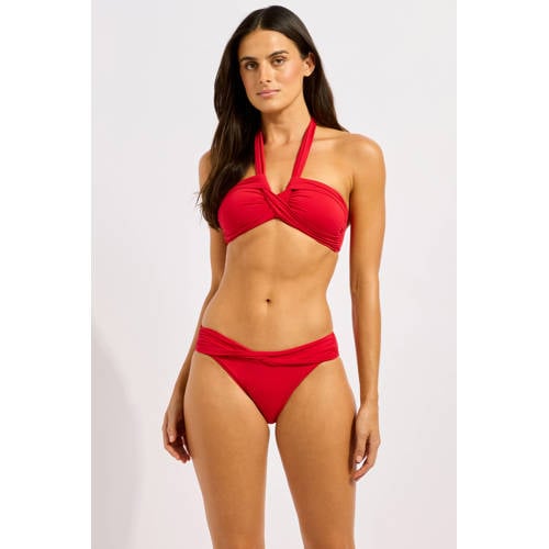 Seafolly Collective voorgevormde bandeau bikinitop rood afbeelding
