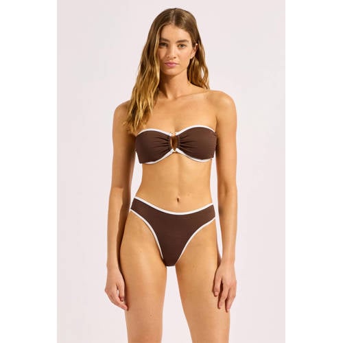 Seafolly Beach Bound high leg bikinibroekje donkerbruin afbeelding