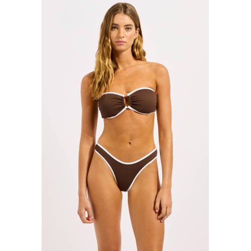 Seafolly Beach Bound voorgevormde strapless bandeau bikinitop bruin/ecru afbeelding