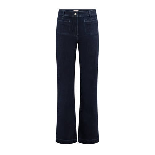 CLAUDIA BY CLAUDIA STRÄTER high waist straight leg jeans dark blue denim afbeelding