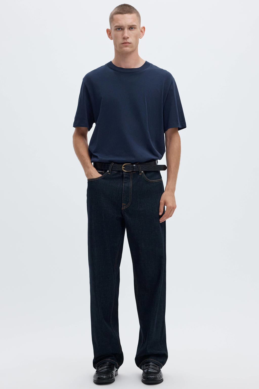Selected regular T-shirt donkerblauw