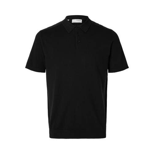 SELECTED HOMME regular polo fijn gebreid zwart afbeelding