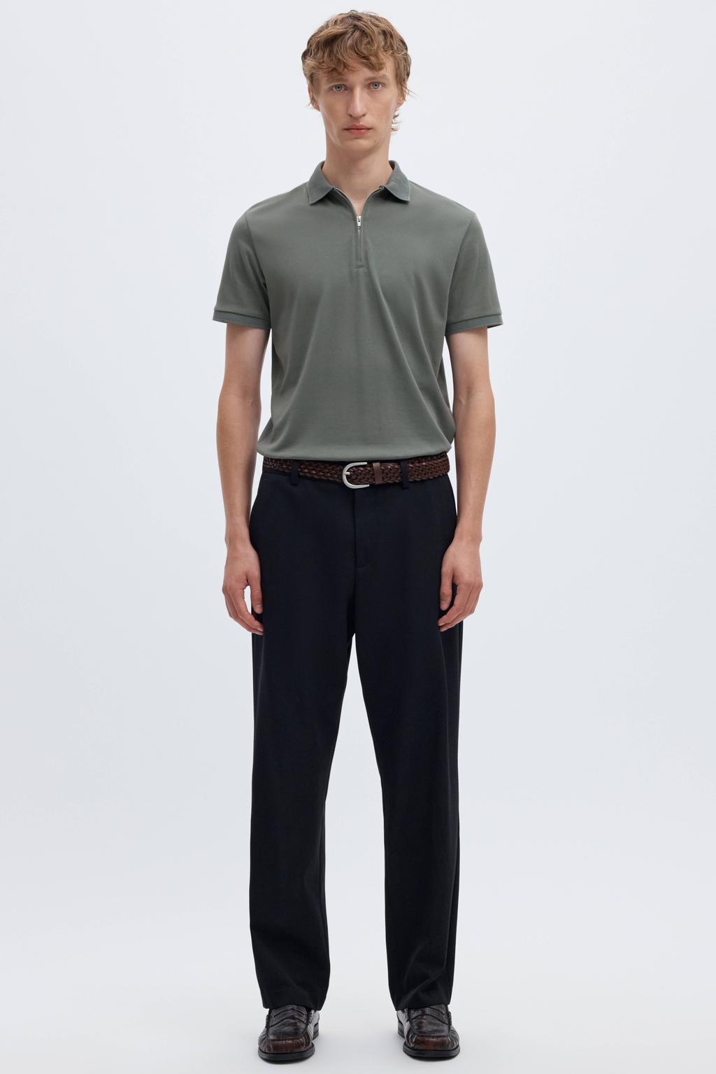 Selected regular polo grijsgroen