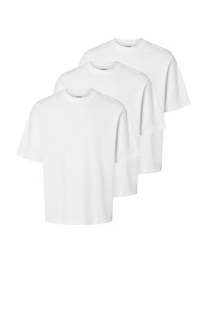 loose T-shirt wit - (set van 3)