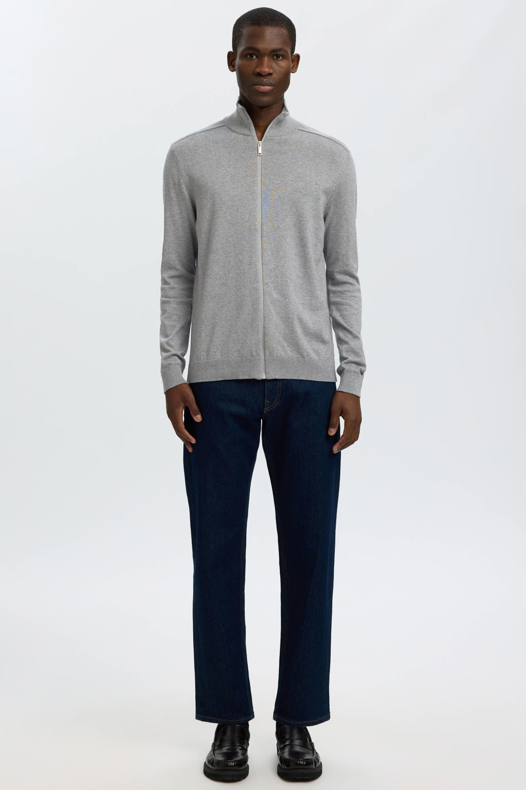 Selected gebreid vest grijs