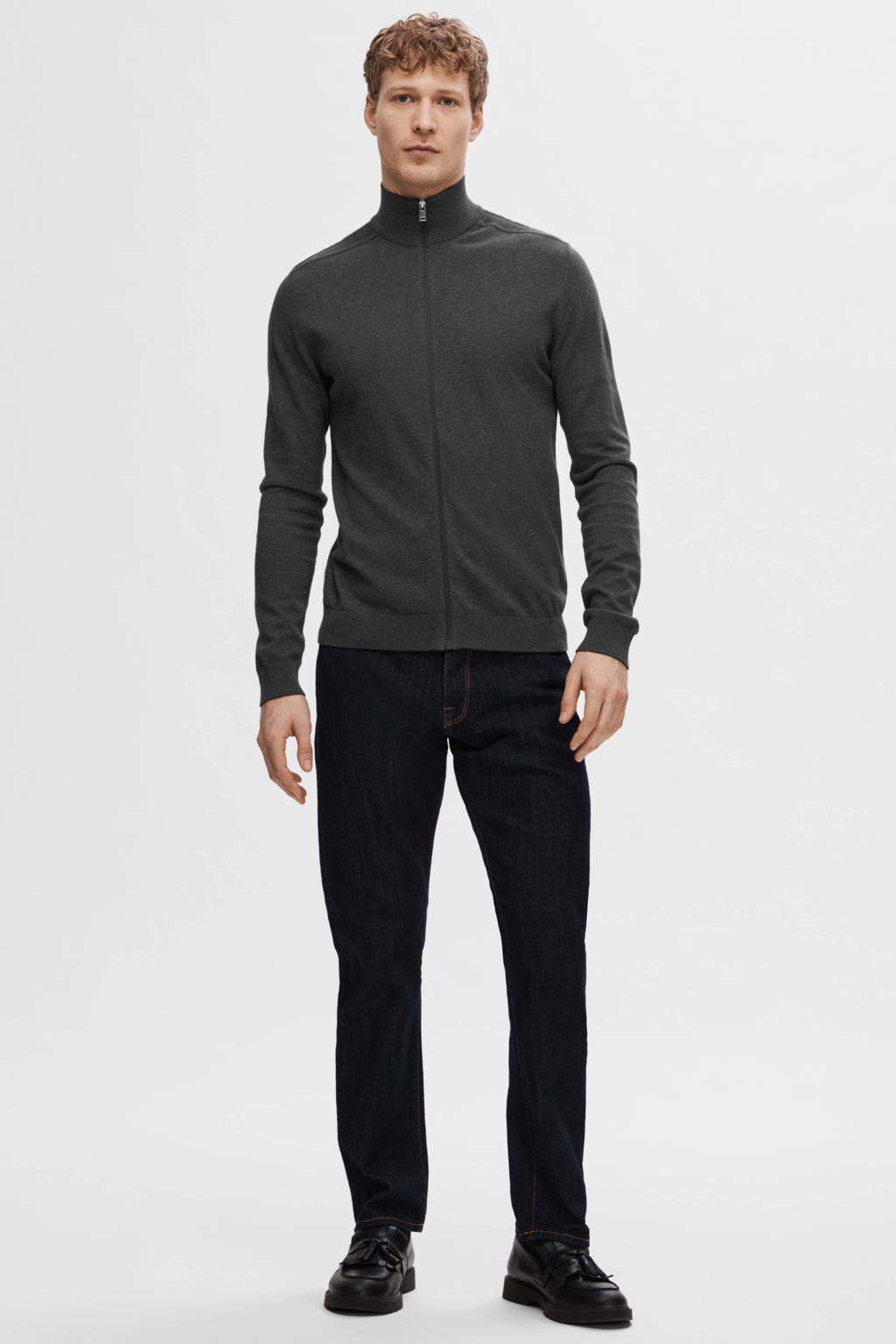 Selected gebreid vest antraciet