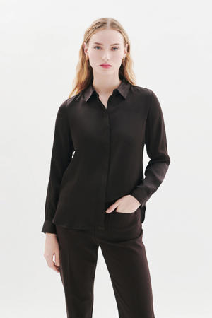 zijden blouse donkerbruin