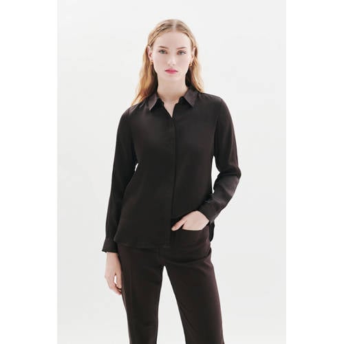 Caroll zijden blouse donkerbruin afbeelding