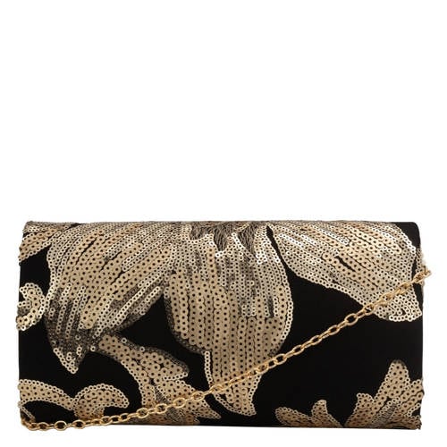 Bulaggi clutch met pailletten Flower zwart/goudkleurig afbeelding