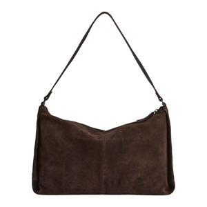 suede schoudertas Claudia donkerbruin