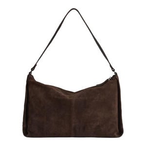 suede schoudertas Claudia donkerbruin
