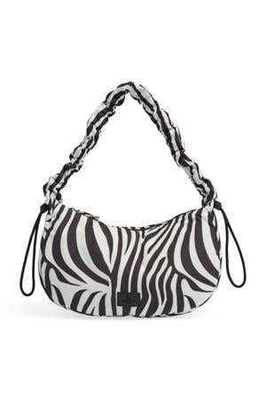 schoudertas Crave met zebraprint zwart/wit