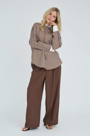 blouse gestreept bruin/blauw