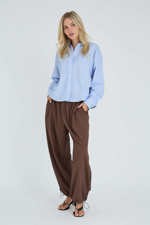 regular waist casual broek donkerbruin