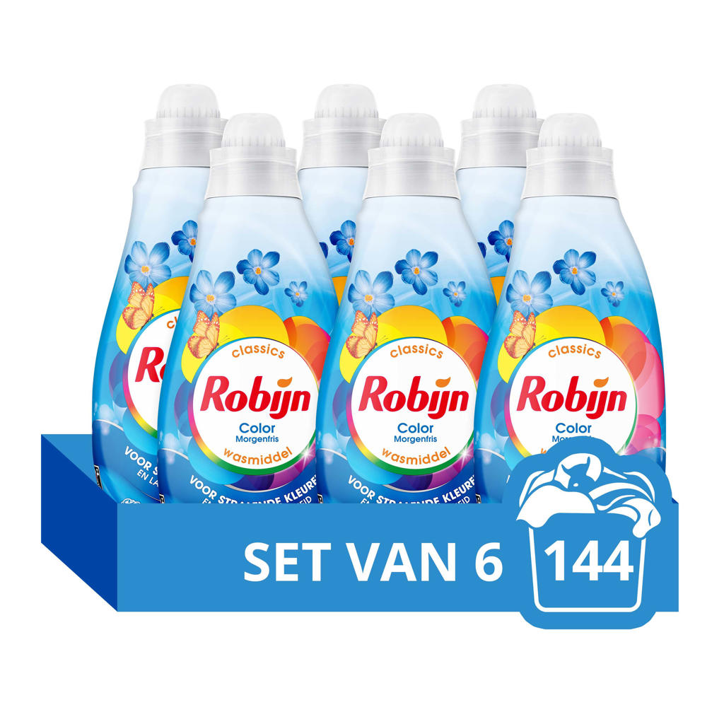 Robijn Klein & Krachtig Classics Color Morgenfris vloeibaar wasmiddel  - 6 x 24 wasbeurten