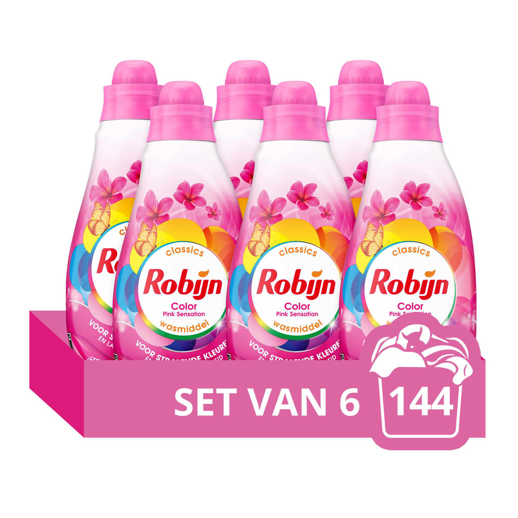 Robijn Klein & Krachtig Classics Color Pink Sensation vloeibaar wasmiddel  - 6 x 24 wasbeurten